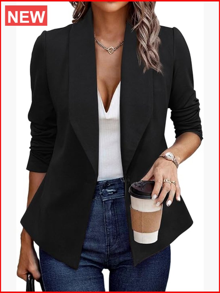 Long Sleeve Open Front Blazer Work Office Suit Jacket